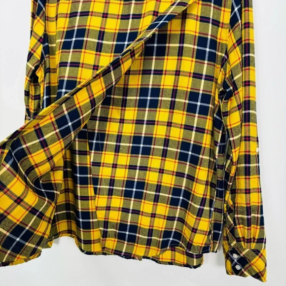 Pistola Revolve Yellow Plaid Button Down Flannel Long Sleeve Top Medium - Picture 9 of 9